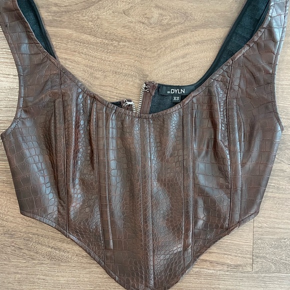 By DYLN Brown Snakeskin Corset Top - Picture 2 of 4